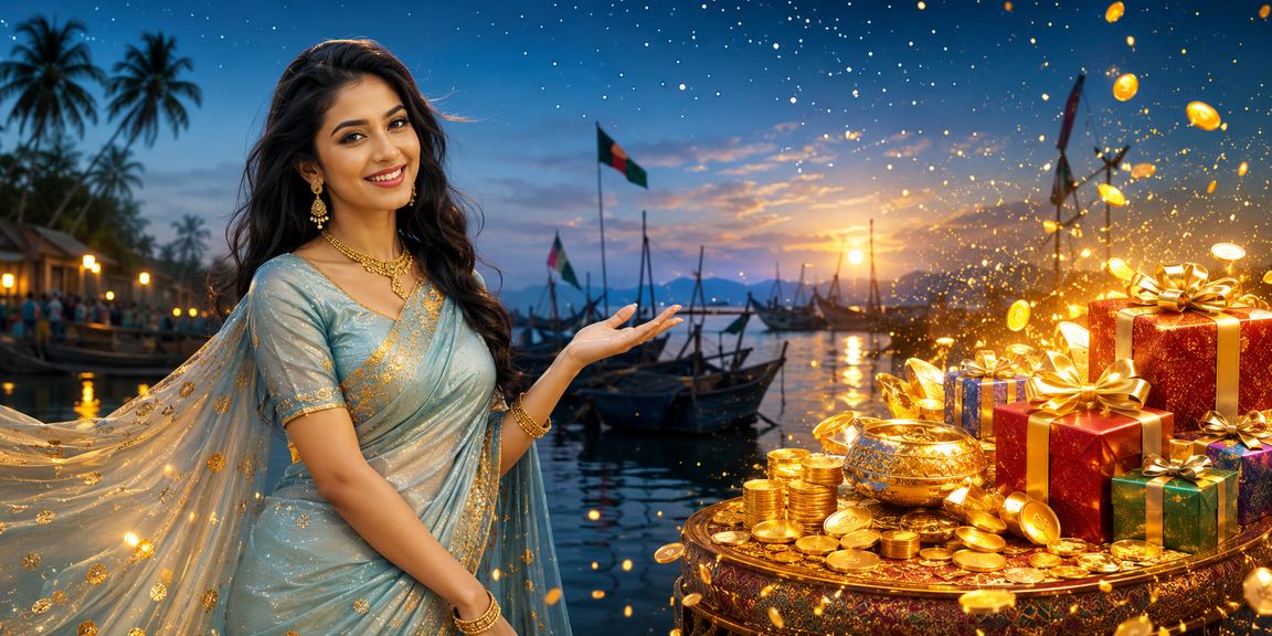 কক্সবাজারে শাড়িপরা নারী মোবাইলে baji123 ক্যাশব্যাক বোনাস চেক করছেন